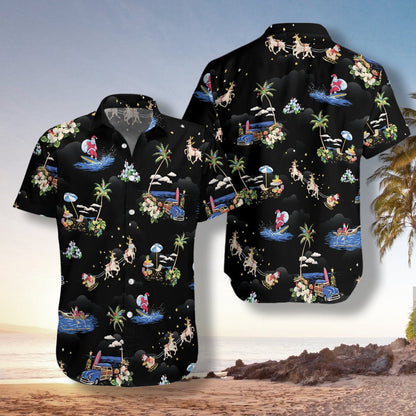 Merry Christmas Santa Claus Seamless Background Design Hawaiian Shirt, Hawaiian Shirt Gift, Christmas Gift