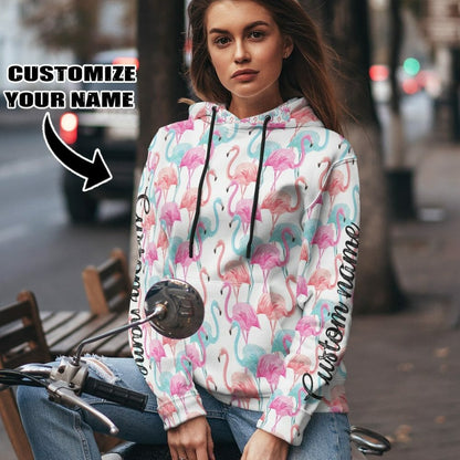 3D Flamingo Pink Blue Water Hoodie Custom Hoodies