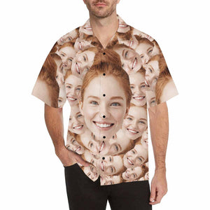 Custom Girlfriend Face Seamless Men's All Over Print Hawaiian Shirt, Hawaiian Shirt Gift, Christmas Gift