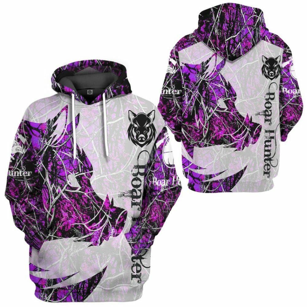 3D Wildschwein Jäger Lila Benutzerdefinierte T-shirt Hoodie Bekleidung