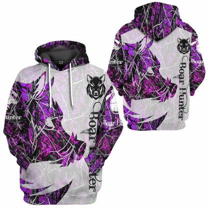 3D Wildschwein Jäger Lila Benutzerdefinierte T-shirt Hoodie Bekleidung