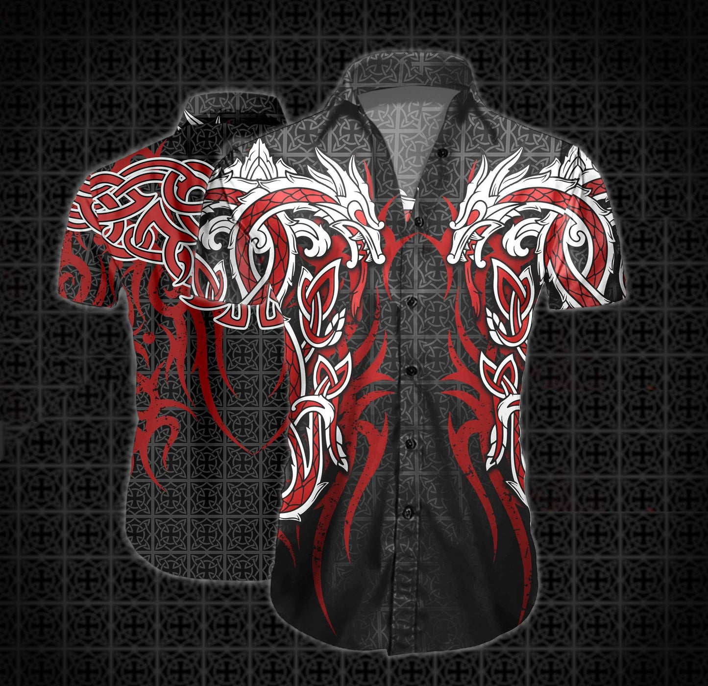 Dragon Tattoo Art In Black Dark Design Hawaiian Shirt, Hawaiian Shirt Gift, Christmas Gift