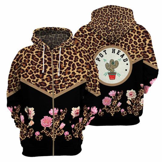 Cactus Leopard - 3D All Over Printed Shirt Tshirt Hoodie Apparel