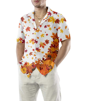 Wonderful Thanksgiving Pumpkins And Autumn Leaves Hawaiian Shirt, Hwaiian For Gift