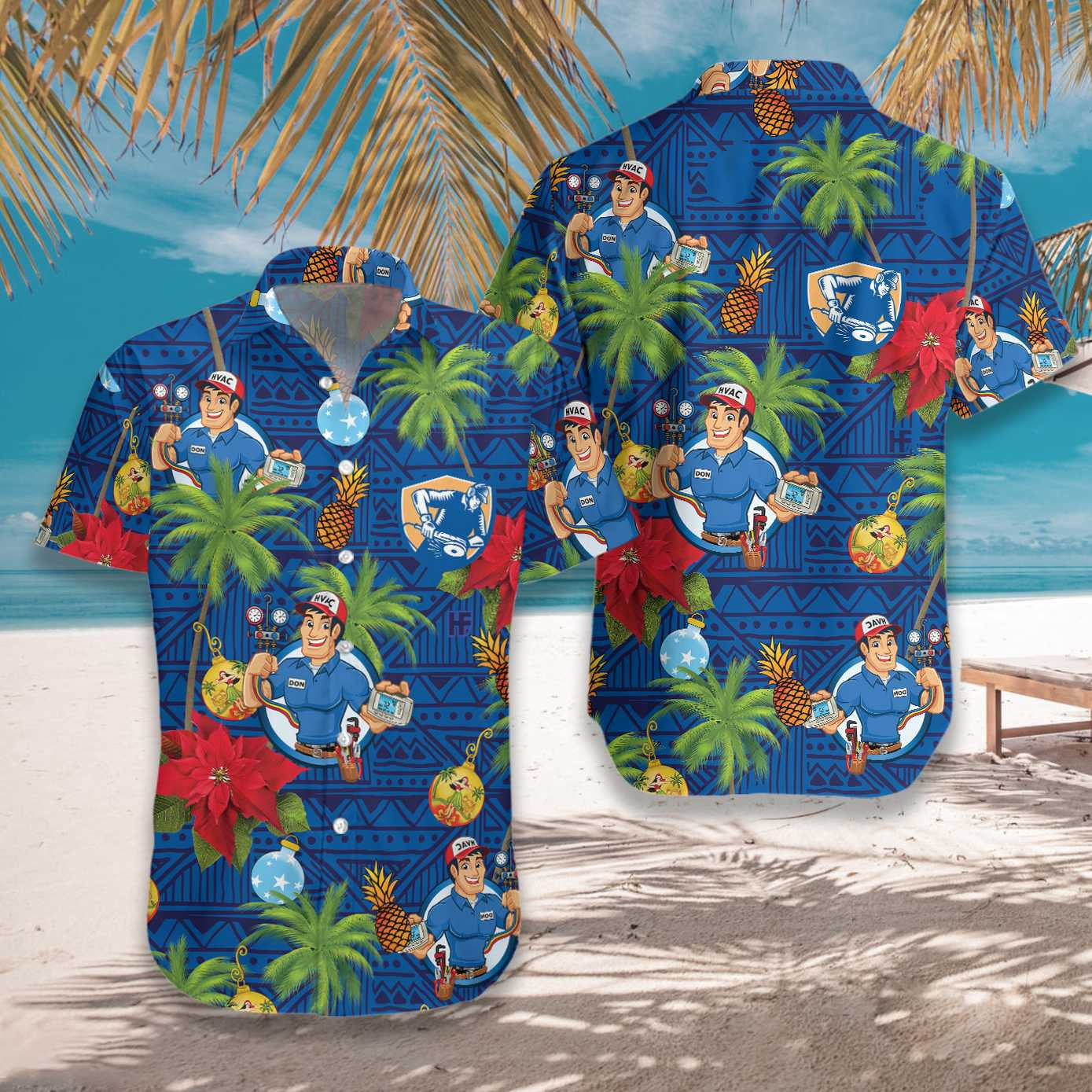 Sheet Metal Worker Proud Blue Geometric Pattern Hawaiian Shirt, Hawaiian Shirt Gift, Christmas Gift