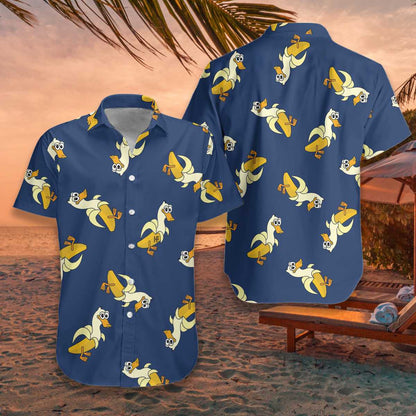 Dark Blue Background It's Just A Banana Duck Hawaiian Shirt, Hawaiian Shirt Gift, Christmas Gift