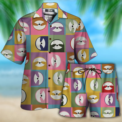 Sloth Happy Theme Pretty Ornamental Hawaiian Shirt,Hawaiian Shirt Gift, Christmas Gift