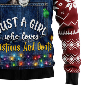 Just A Girl Who Loves Christmas And Goats Ugly Christmas Sweater,Christmas Ugly Sweater,Christmas Gift,Gift Christmas 2024