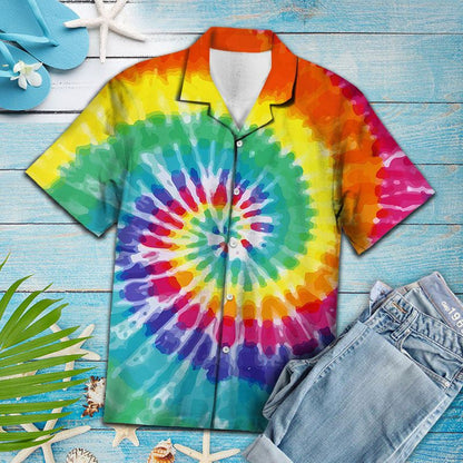 Awesome Holiday Gifts Swirl Tie Dye Design Themed Hawaiian Shirt, Hawaiian Shirt Gift, Christmas Gift