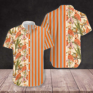 Amazing Floral Flamingo Retro Design Hawaiian Shirt, Hawaiian For Gift