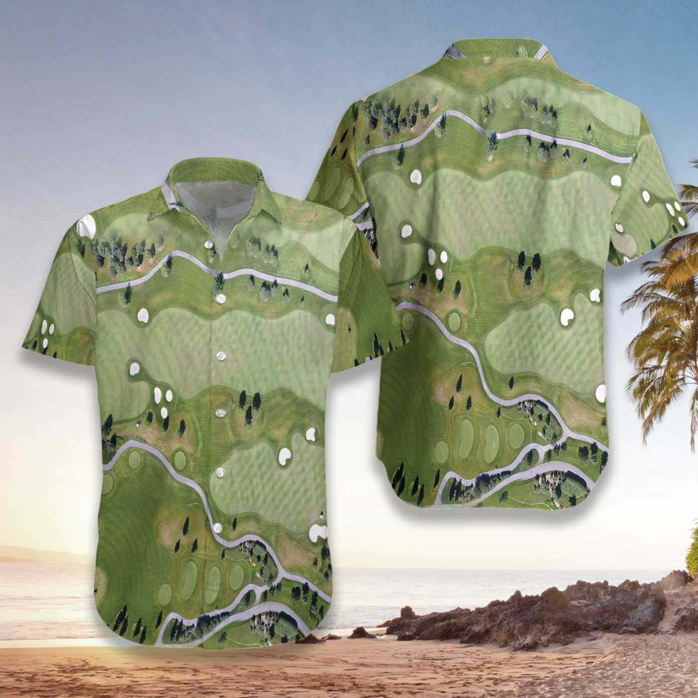 Golf Course Map Green Theme Hawaiian Shirt,Hawaiian Shirt Gift, Christmas Gift