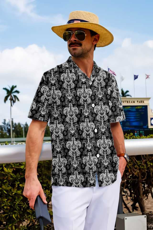 Indigenous Tribal Polynesian Style Sea Turtle Pattern Hawaiian Shirt, Hawaiian Shirt Gift, Christmas Gift
