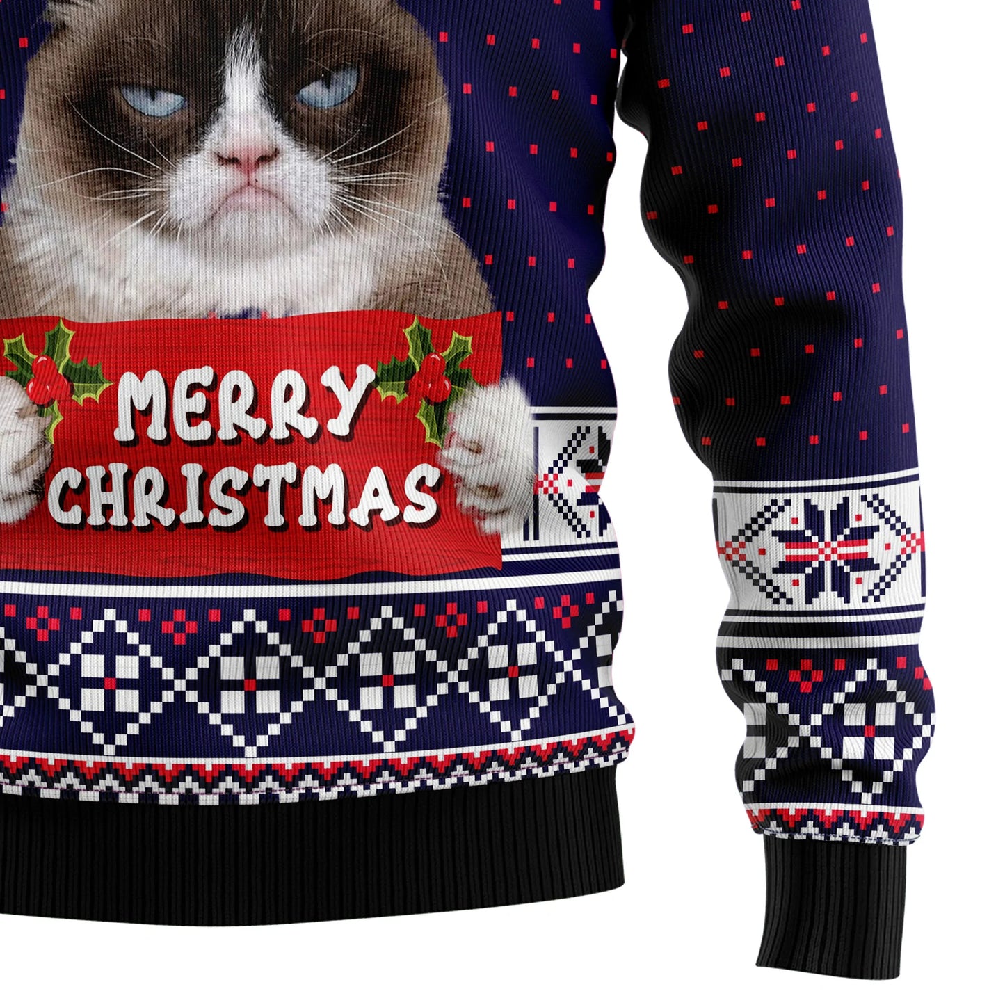 Grumpy Cat Merry Christmas Xmas Santa Hat Ugly Christmas Sweater,Christmas Ugly Sweater,Christmas Gift,Gift Christmas 2024