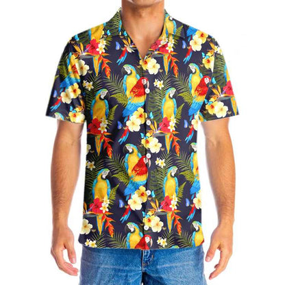 Bright Flower And Parrot Hawaiian Shirt, Hawaiian For Gift