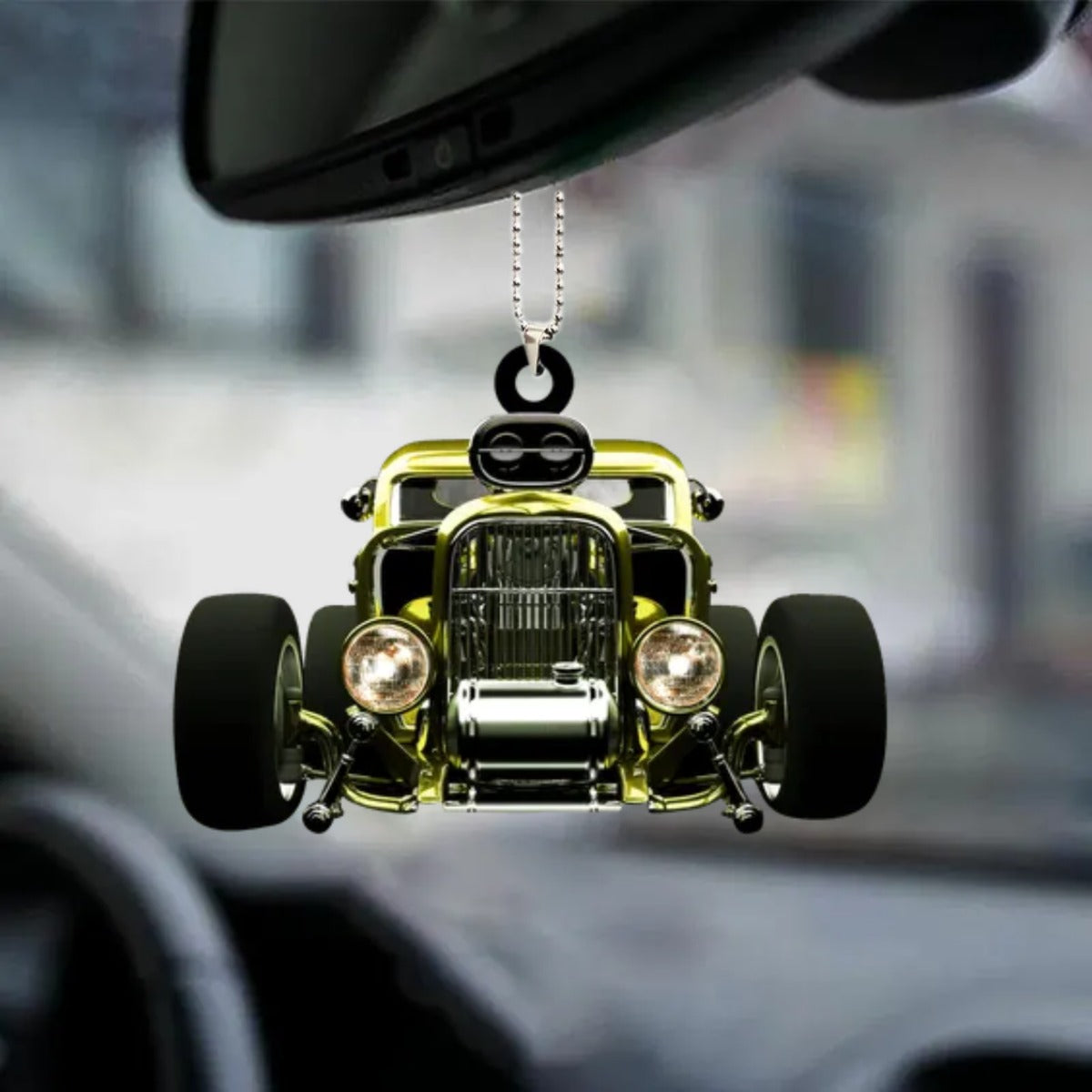 Personalized Hot Rod Chop Shop Flat Acrylic Car Hanging Ornament, Hot Rod Ornament For Auto, Christmas Decoration
