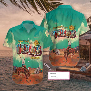 Greeting From Texas Custom Name Hawaiian Shirt,Hawaiian Shirt Gift, Christmas Gift