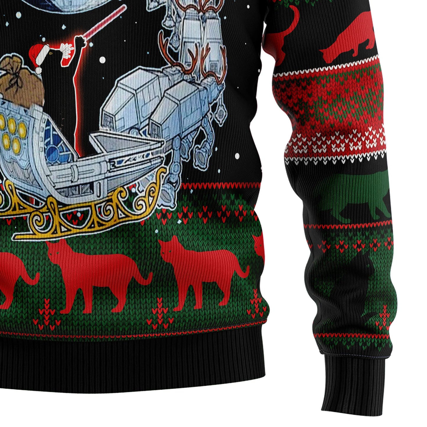 Black Cat Sleigh To Death Star Ugly Christmas Sweater , Christmas Ugly Sweater,Christmas Gift,Gift Christmas 2024