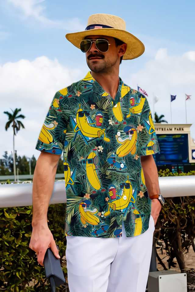 Funny Chill Tropical Banana Design Hawaiian Shirt,Hawaiian Shirt Gift, Christmas Gift