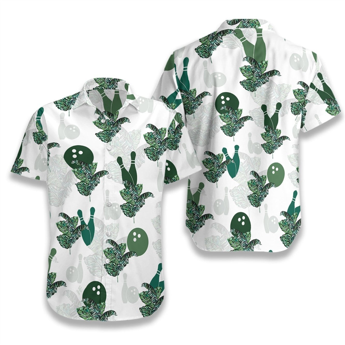 Tropical Bowling 2 On White Background Design Hawaiian Shirt, Hawaiian Shirt Gift, Christmas Gift