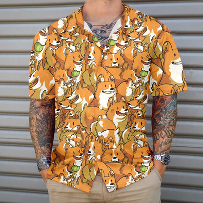Domestic Pet The Corgi Friends Hawaiian Shirt, Hawaiian Shirt Gift, Christmas Gift