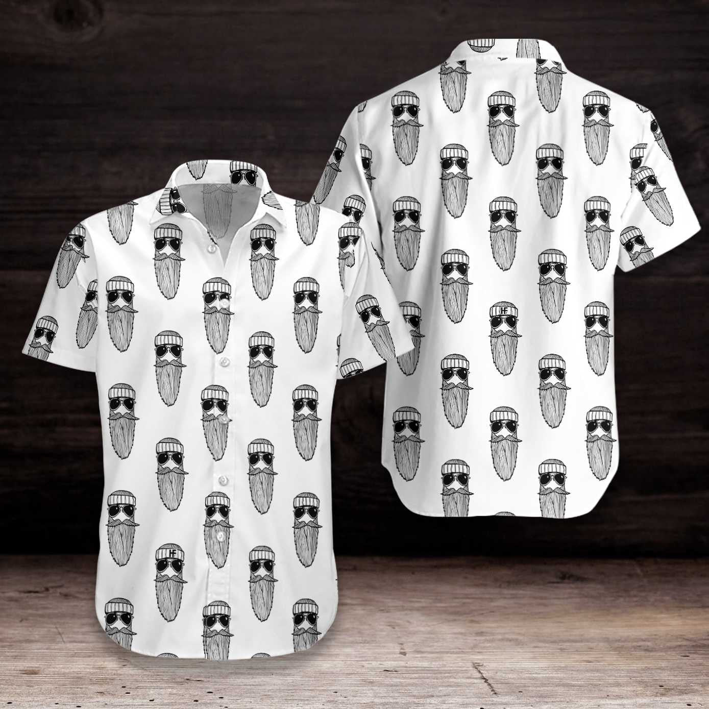 Beard Seamless Pattern Cute Pattern White Version Hawaiian Shirt, Hawaiian Shirt Gift, Christmas Gift