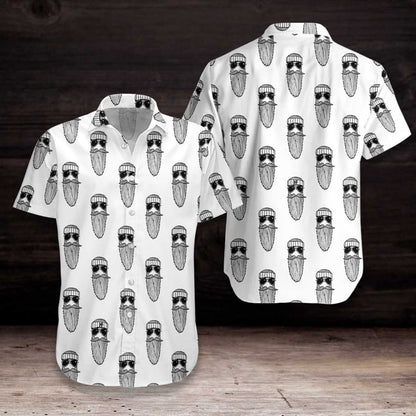 Beard Seamless Pattern Cute Pattern White Version Hawaiian Shirt, Hawaiian Shirt Gift, Christmas Gift