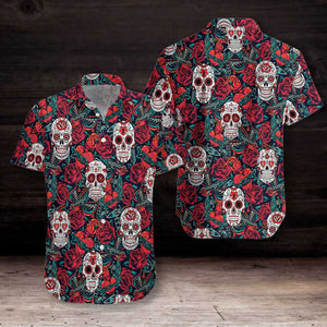 Sugar Skulls And Roses Beautiful Design Hawaiian Shirt,Hawaiian Shirt Gift, Christmas Gift