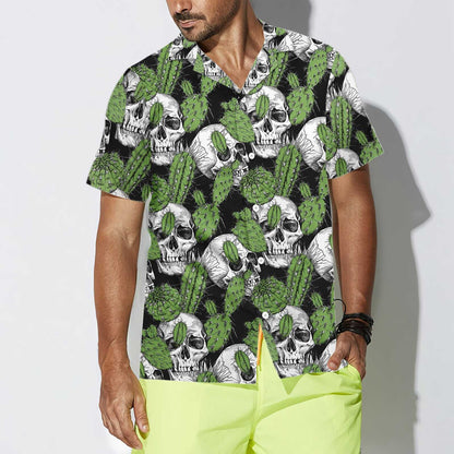 Cactus Skull On Black Design Hawaiian Shirt, Hawaiian Shirt Gift, Christmas Gift