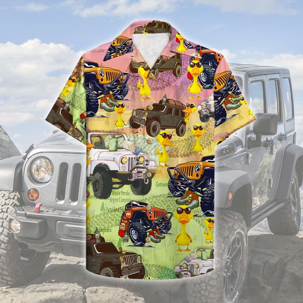 Jp Camping Car Funny Duck Wearing Sunglasses Hawaiian Shirt, Hawaiian Shirt Gift, Christmas Gift