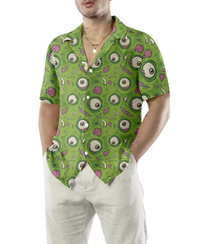 Yellow Green Background Creepy Halloween Zombie Skin Hawaiian Shirt, Hawaiian Shirt Gift, Christmas Gift