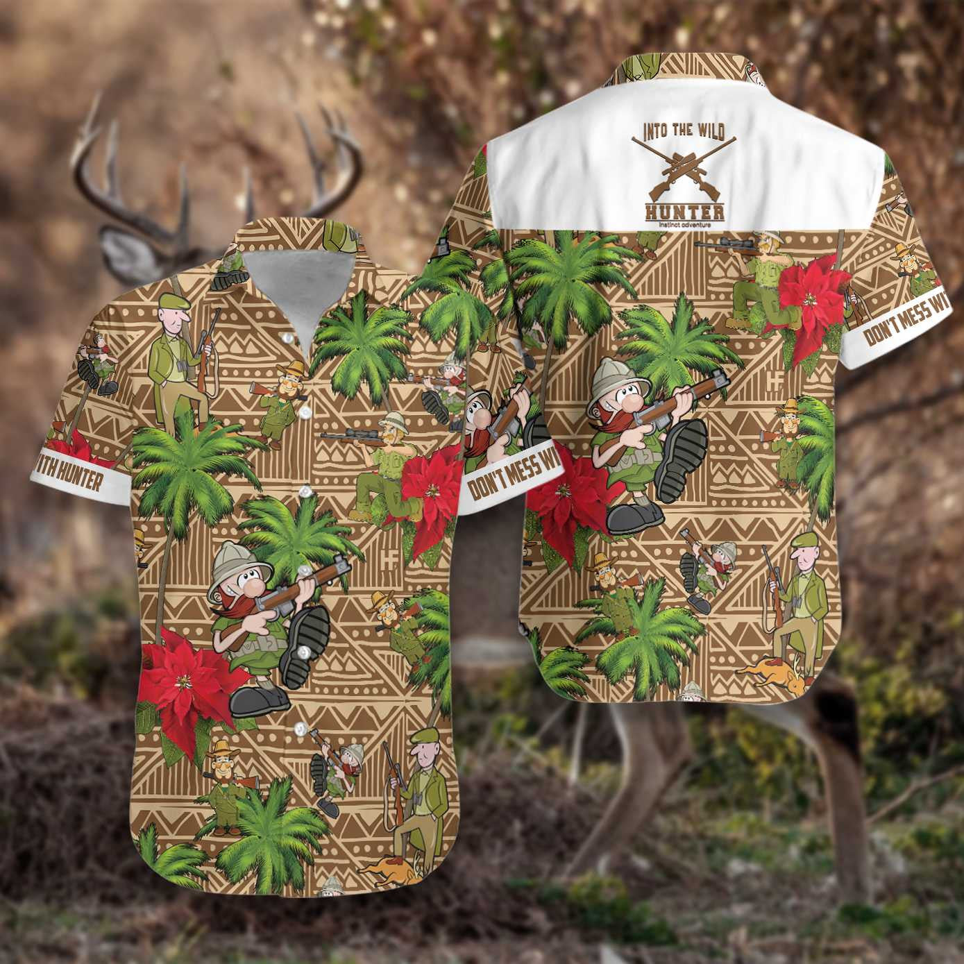 Don't Mess With Hunter Browm Tribal Pattern Hawaiian Shirt, Hawaiian Shirt Gift, Christmas Gift