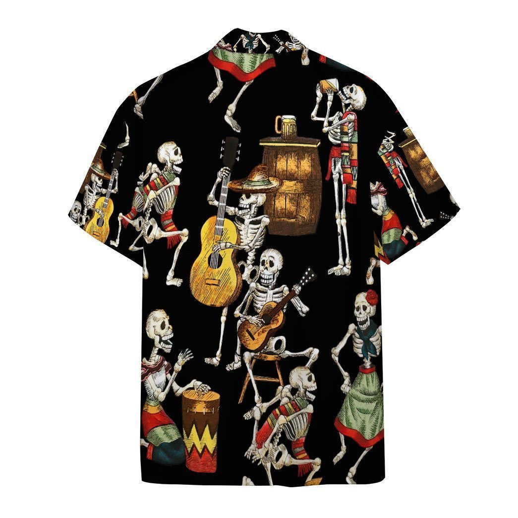 Skeleton Dance Seamless Background Design Hawaiian Shirt,Hawaiian Shirt Gift, Christmas Gift