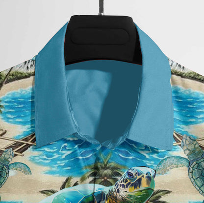 Turtle Beach The Blue Sky Design Hawaiian Shirt, Hawaiian For Gift