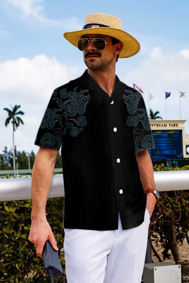 Kanagawa Dragon Awesome Background Design Hawaiian Shirt, Hawaiian For Gift