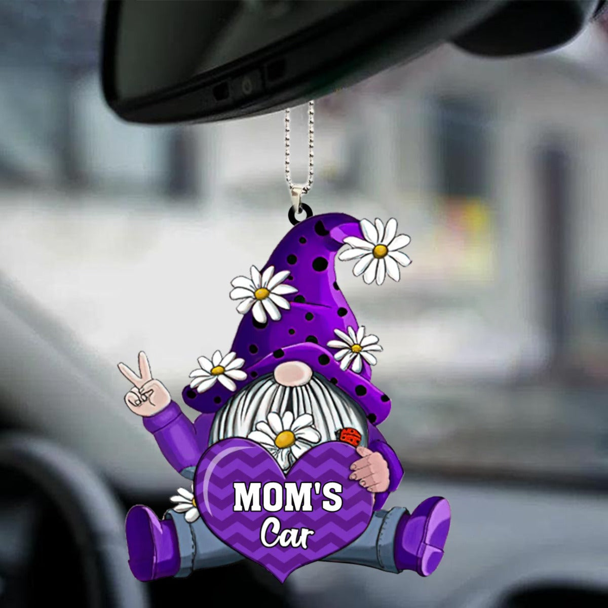 Personalized Shaped Car Acrylic Car Hanging Ornament Gnomes With Hearts Ornaments Interior Car, Christmas Decoration