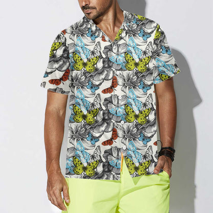 Signs Of Heaven Flying Butterflies Design Hawaiian Shirt,Hawaiian Shirt Gift, Christmas Gift