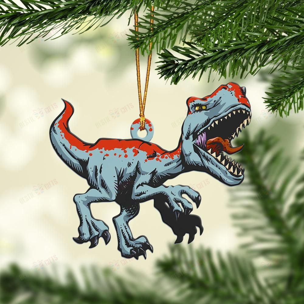 Christmas Dinosaur Mica Ornament, Happy Christmas Ornament, Christmas Gift, Christmas Decoration