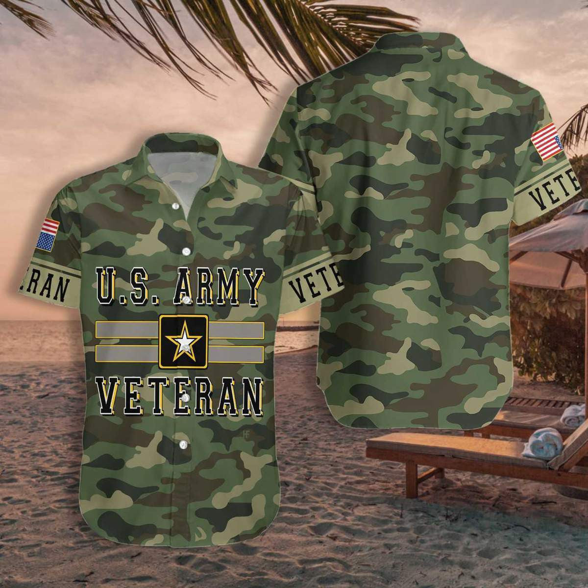The US Army Veteran Pattern Hawaiian Shirt,Hawaiian Shirt Gift, Christmas Gift