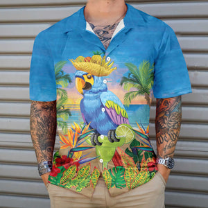 Wonderful Time Of Summer Beach Parrot Hawaiian Shirt, Hwaiian For Gift