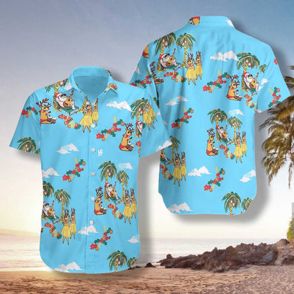 Frohe Weihnachten, Weihnachtsmann auf himmelblauem Musterdesign, Hawaiihemd, Hawaiihemd-Geschenk, Weihnachtsgeschenk.