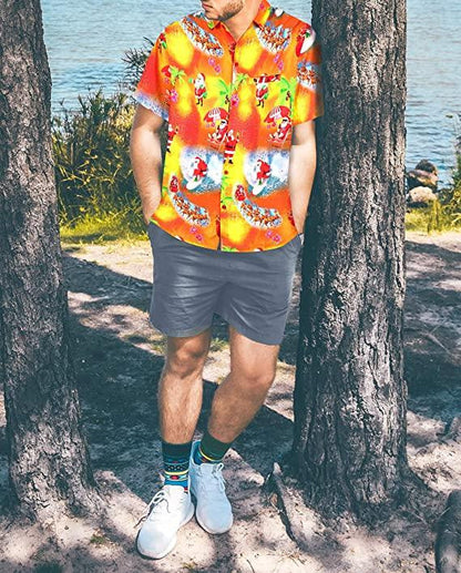 Vibrant Color Santa Giving Gifts Christmas Design Hawaiian Shirt, Hawaiian Shirt Gift, Christmas Gift
