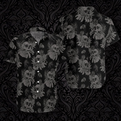 Ideal Seamless Gothic Skull With Butterfly Goth Design Hawaiian Shirt, Hawaiian Shirt Gift, Christmas Gift