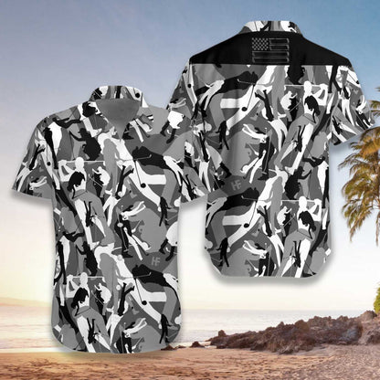 Golf Camouflage Pattern Black And White Design Hawaiian Shirt, Hawaiian Shirt Gift, Christmas Gift