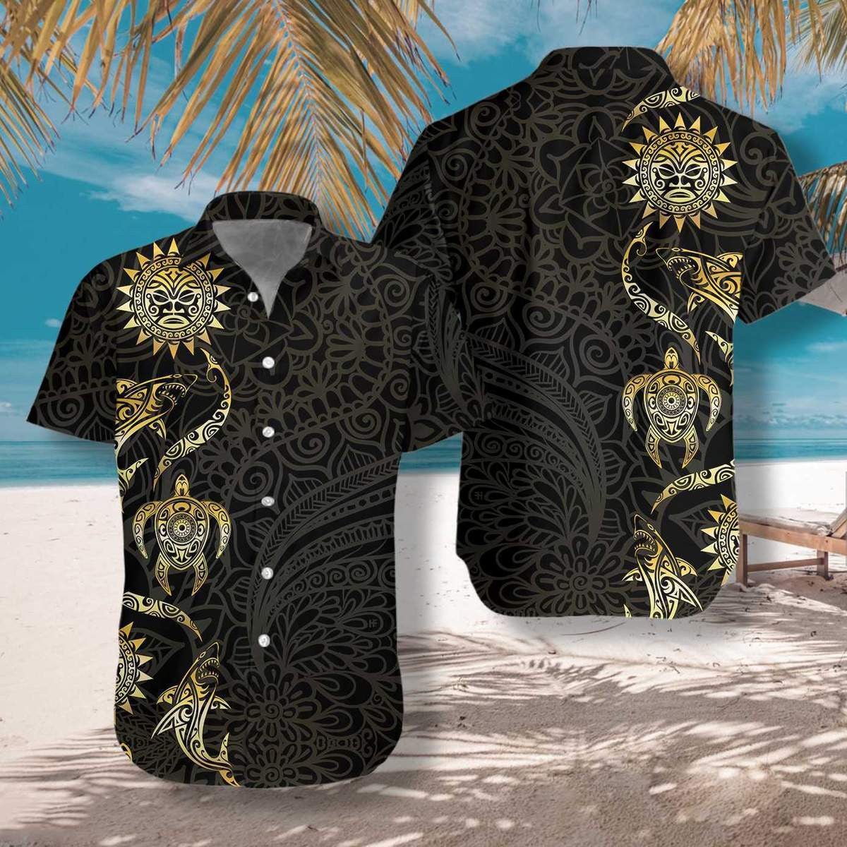 The Ocean Polynesian Turtle Pattern Hawaiian Shirt,Hawaiian Shirt Gift, Christmas Gift
