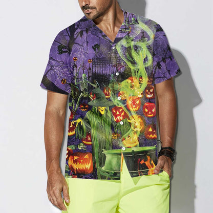 Fright Witch Hour At Night Halloween Dramatic Hawaiian Shirt, Hawaiian Shirt Gift, Christmas Gift