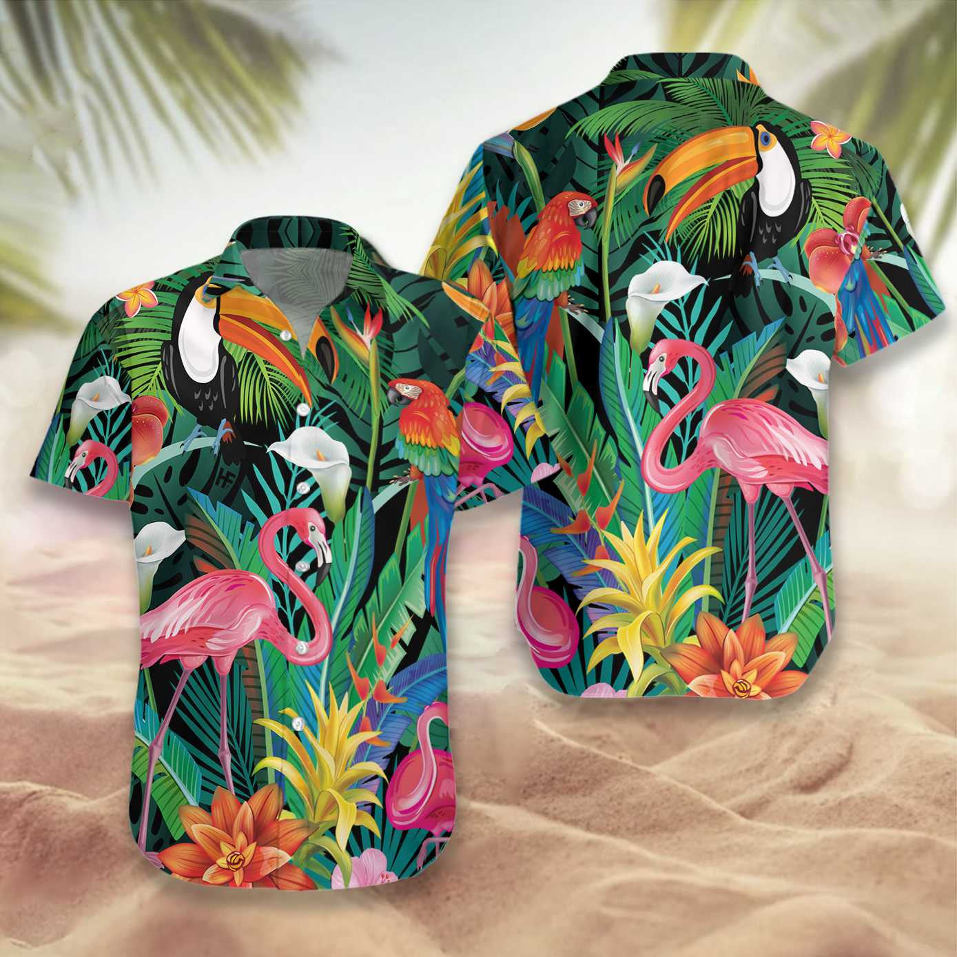 Flamingo Time Of Spring Design Hawaiian Shirt, Hawaiian Shirt Gift, Christmas Gift