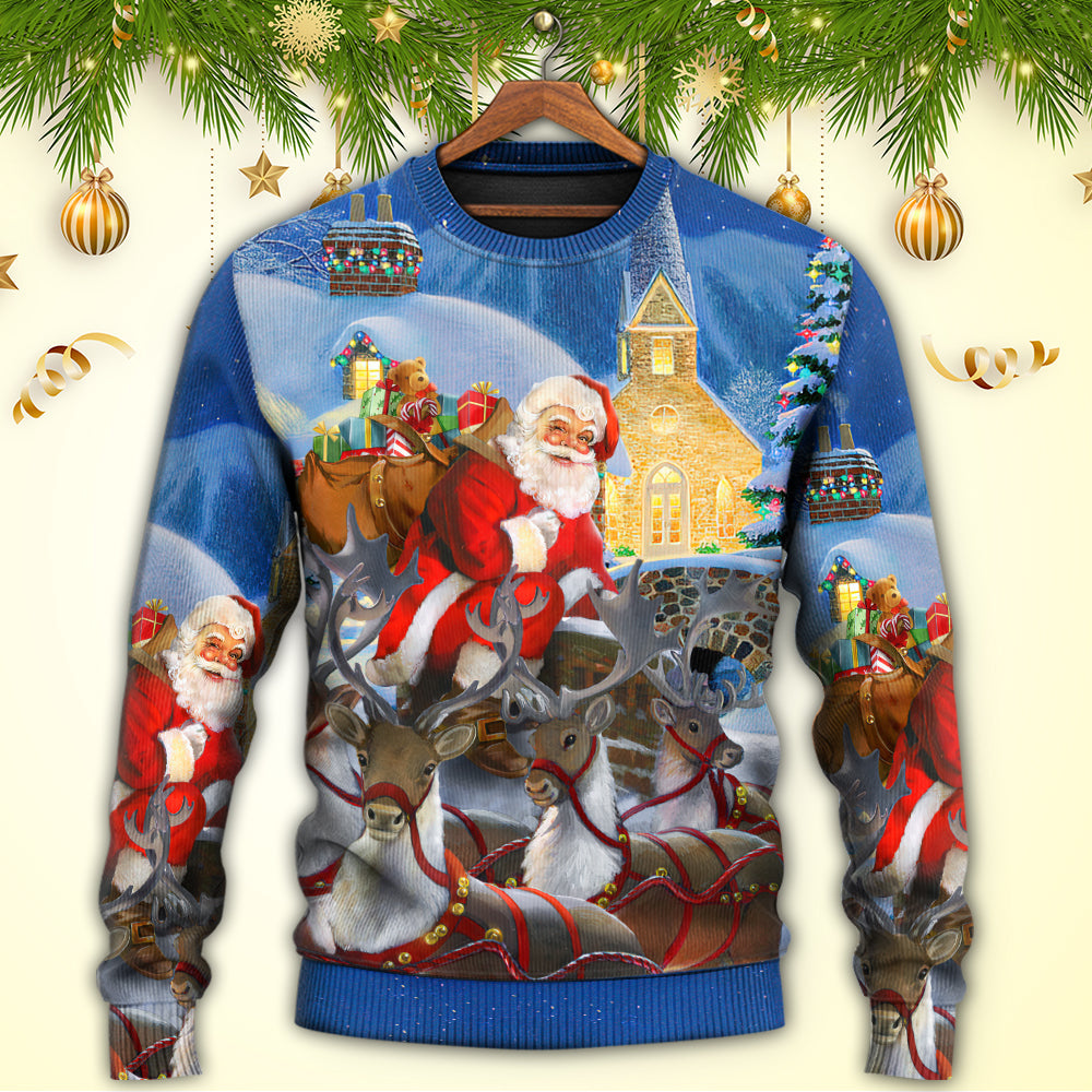 Christmas Santa Claus Reindeer Gift For Xmas Art Style Ugly Christmas Sweater, Christmas Gift, Gift Christmas 2024