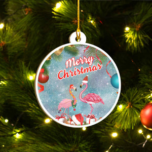 Funny Christmas Flamingo Ornaments Set, Flamingo Ho Ho Ornament Set, Funny Christmas Ornament Family Gift Idea