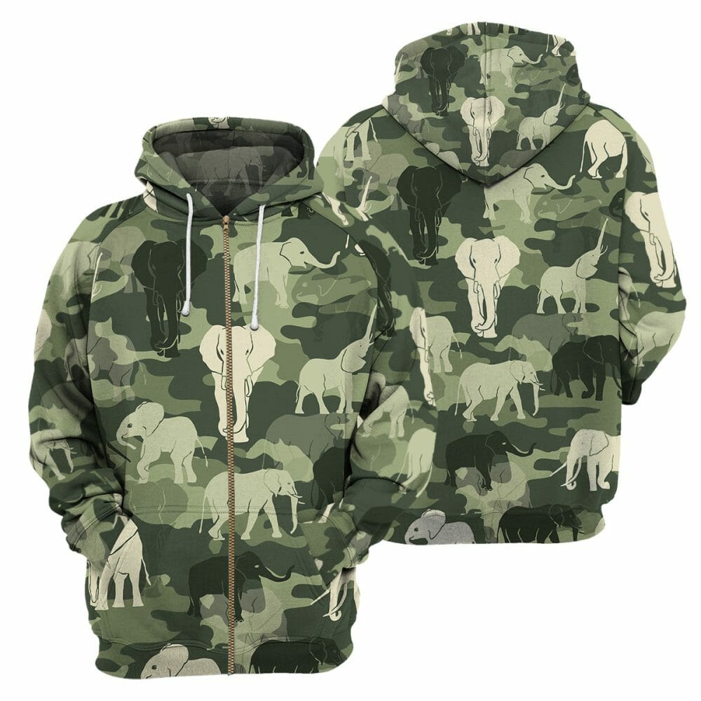 Camo Elephant - 3D All Over Printed Shirt Tshirt Hoodie Apparel