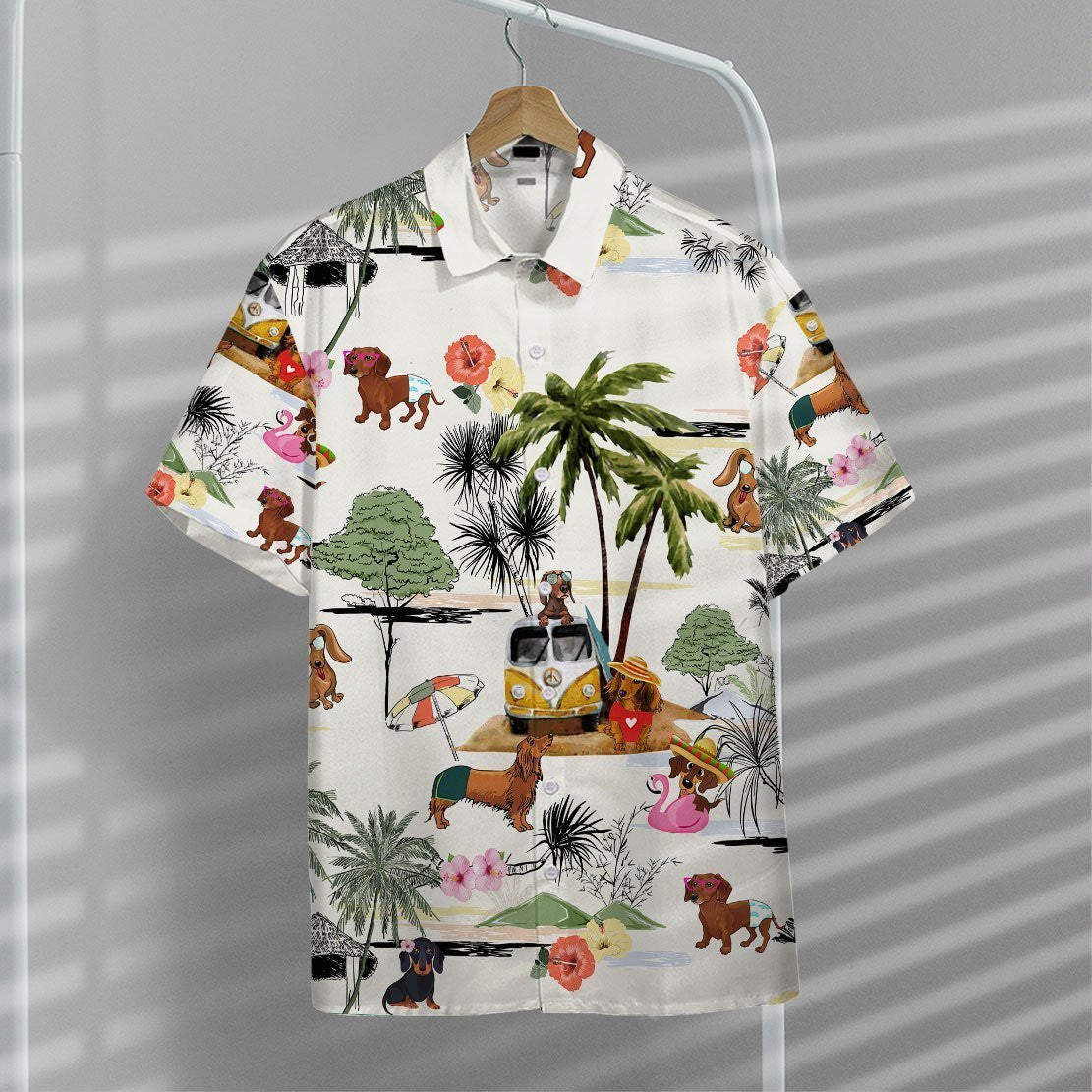 Summer And Dachshund Nice Ornamental Hawaiian Shirt, Hawaiian Shirt Gift, Christmas Gift